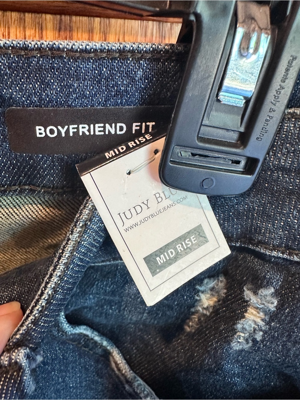 Judy Blue Size 16W Buffalo Plaid Patch Mid Rise Cuffed Boyfriend Jeans New - Picture 7 of 16